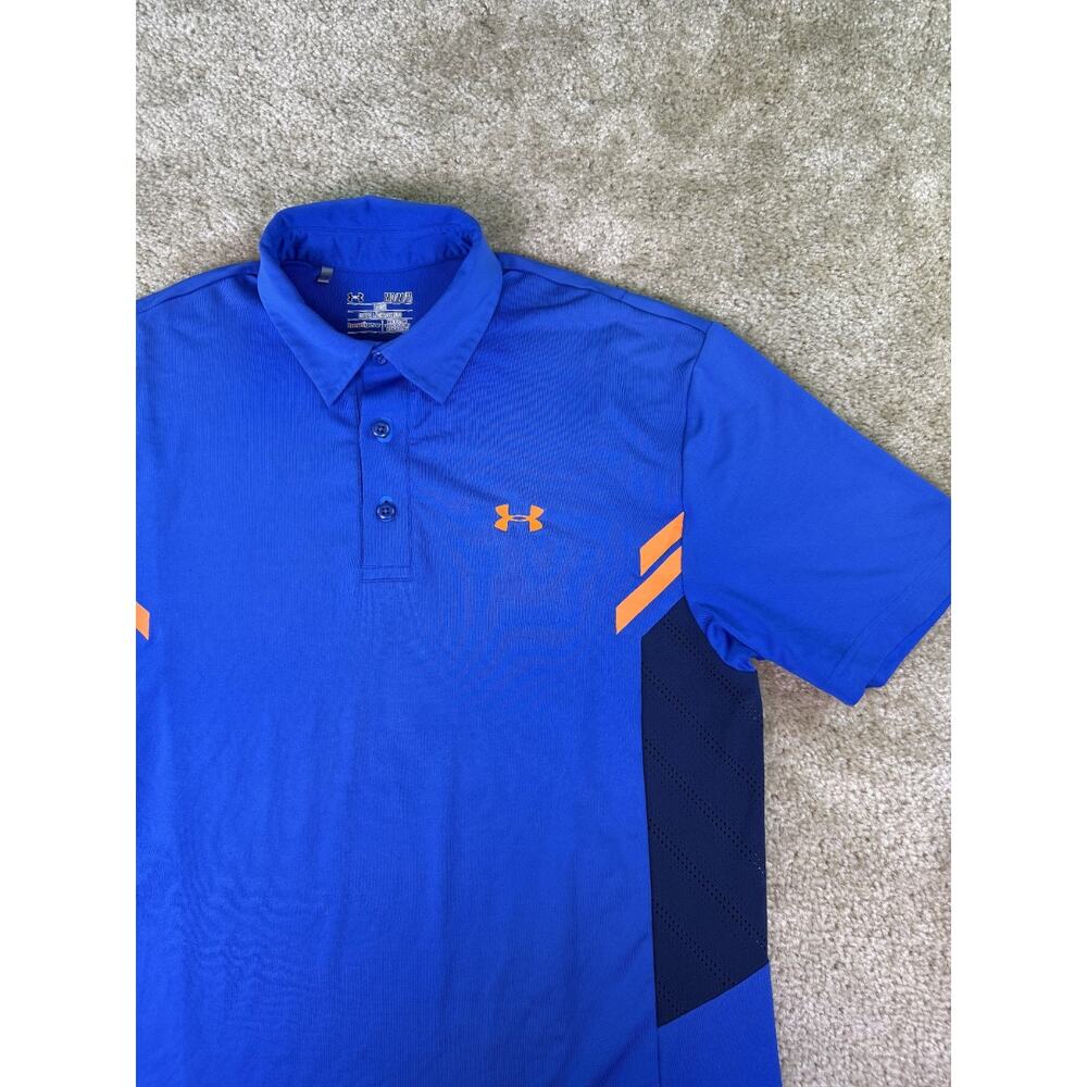 Under Armour Heat Gear Men's Size Medium Loose Blue Short Sleeve Polo Shirt C702 - Picture 2 of 10